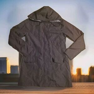 Volcom Men's Hooded Jacket Black & White Lining Small Black Drawstring Teardrops